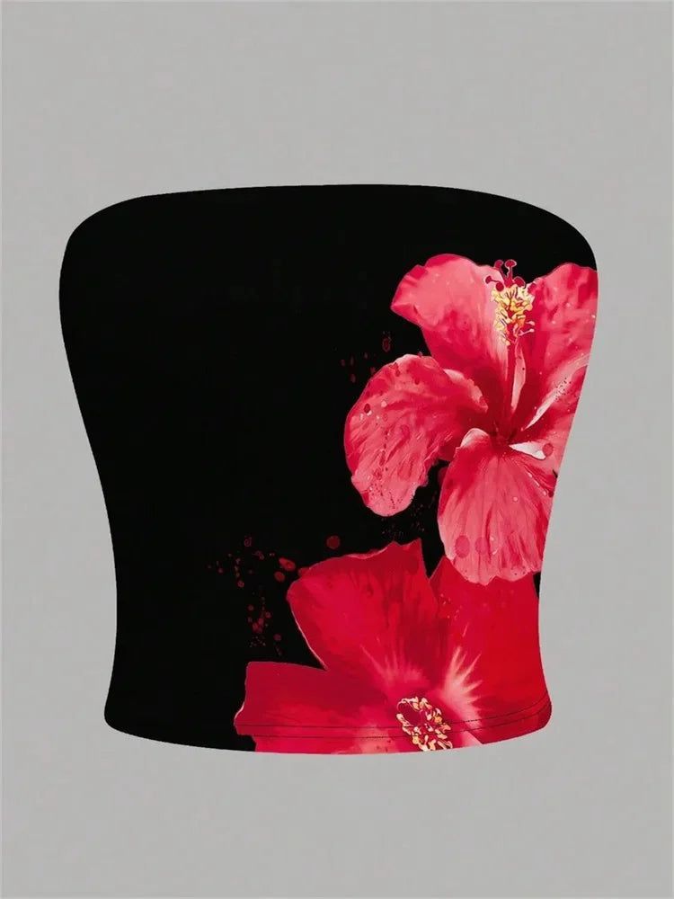 Women's Floral printed Strapless Tube Top