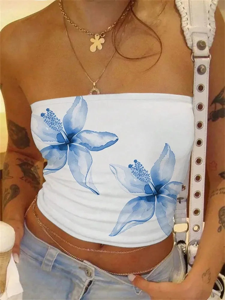 Women's Floral printed Strapless Tube Top
