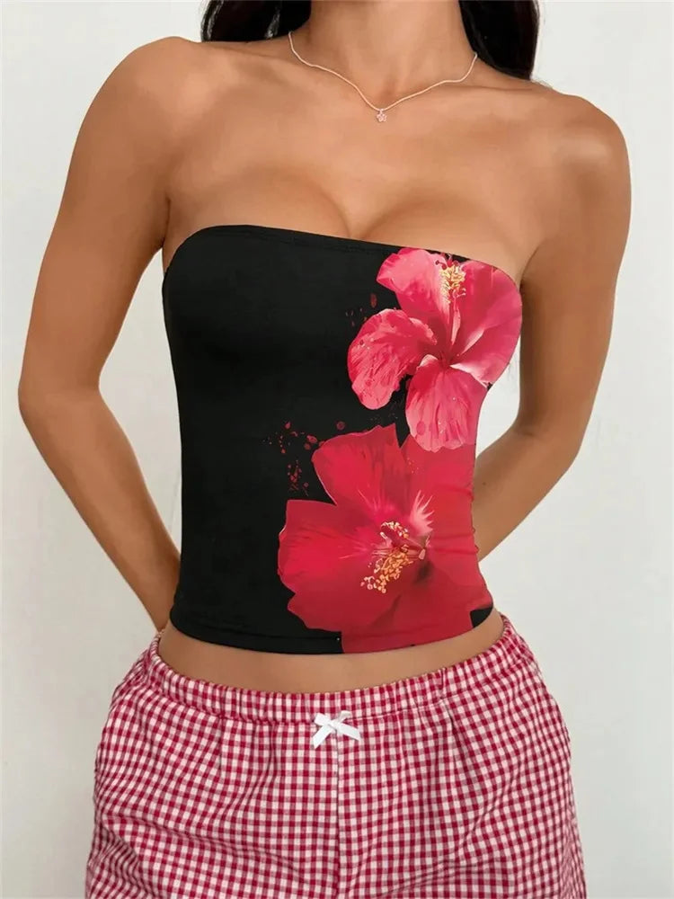 Women's Floral printed Strapless Tube Top